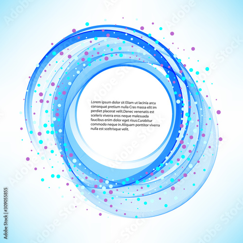 Abstract blue swirl circle . Vector illustration for you modern design. Round frame or banner.