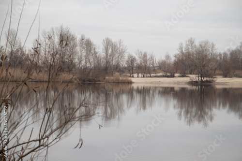 Lake with beach in Ukraine