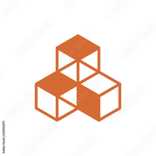 Three cubes vector icon on white background
