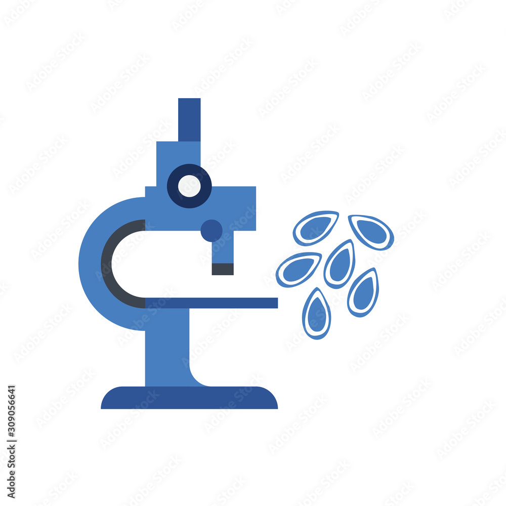 microscope viewing blue germs vector illustration on white background microscope viewing blue germs vector illustration on white background