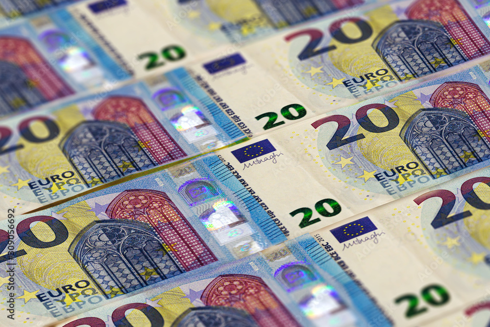 Obraz premium Euro banknotes background. Money of European Union