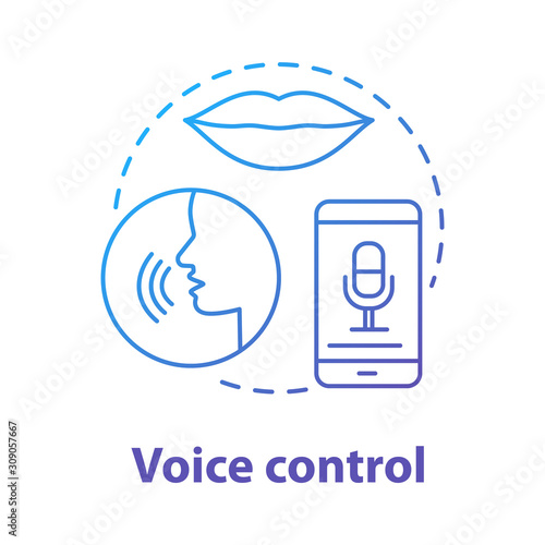 Voice control blue gradient concept icon. Smart house management idea thin line illustration. Innovative technology for apartment. Verbal interaction. Vector isolated outline drawing