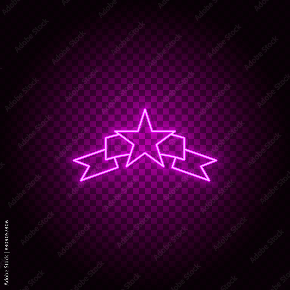 Reward, award, star vector icon. Element of simple icon for websites, web design, mobile app, info graphics. Pink color. Neon vector on dark background Reward, award, star vector icon. Element of simple icon for websites, web design, mobile app, info graphics. Pink color. Neon vector on dark background