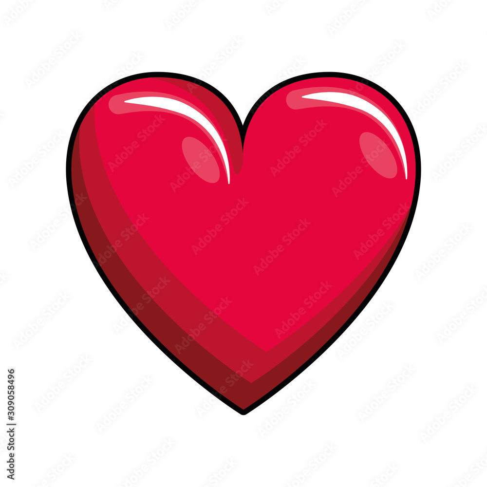 red heart symbol icon, flat design