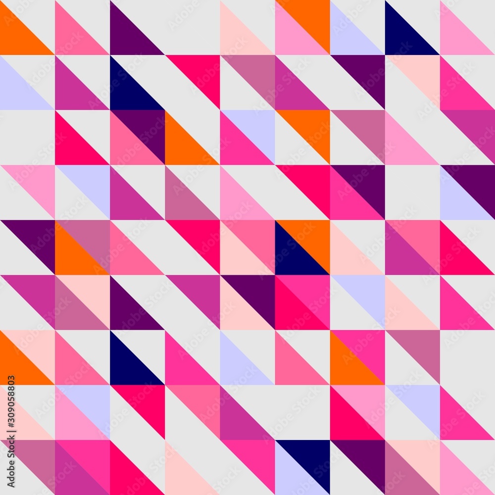 Seamless vector wrapping pattern, texture or background. Violet, navy blue, pink and dark grey colorful geometric mosaic shape. Hipster flat surface design triangle wallpaper with chevron zigzag print Seamless vector wrapping pattern, texture or background. Violet, navy blue, pink and dark grey colorful geometric mosaic shape. Hipster flat surface design triangle wallpaper with chevron zigzag print
