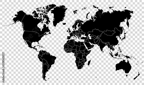 World map on transparent background