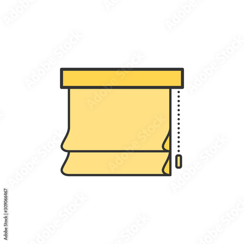 Roman curtains blinds jalousie thin line icons