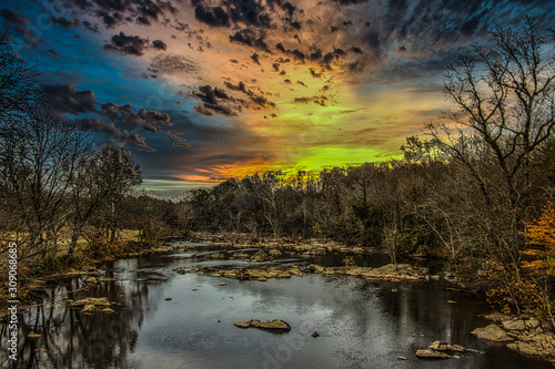 sunset over river