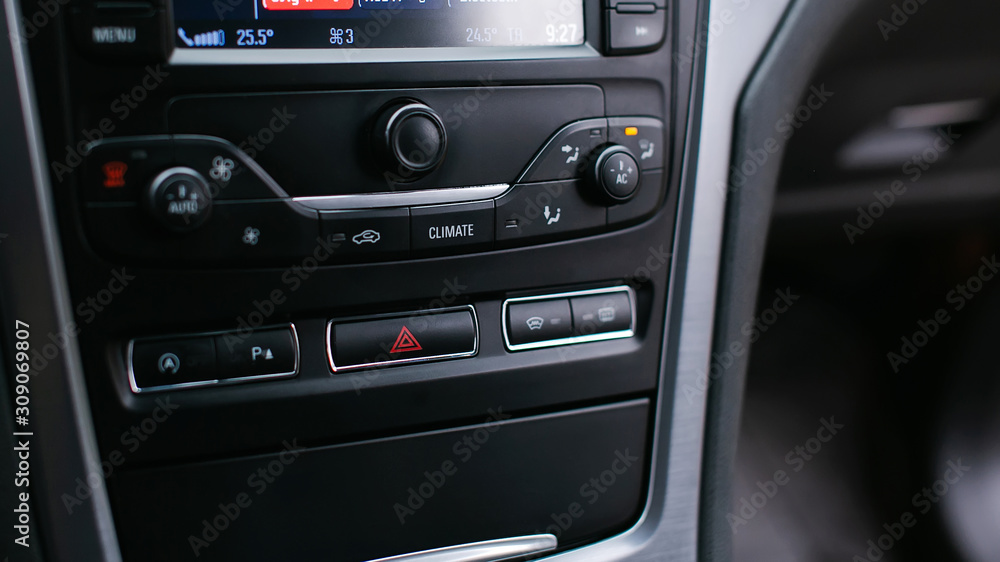 Emergency gang button and the air conditioner close up. Emergency gang button and the air conditioner close up.