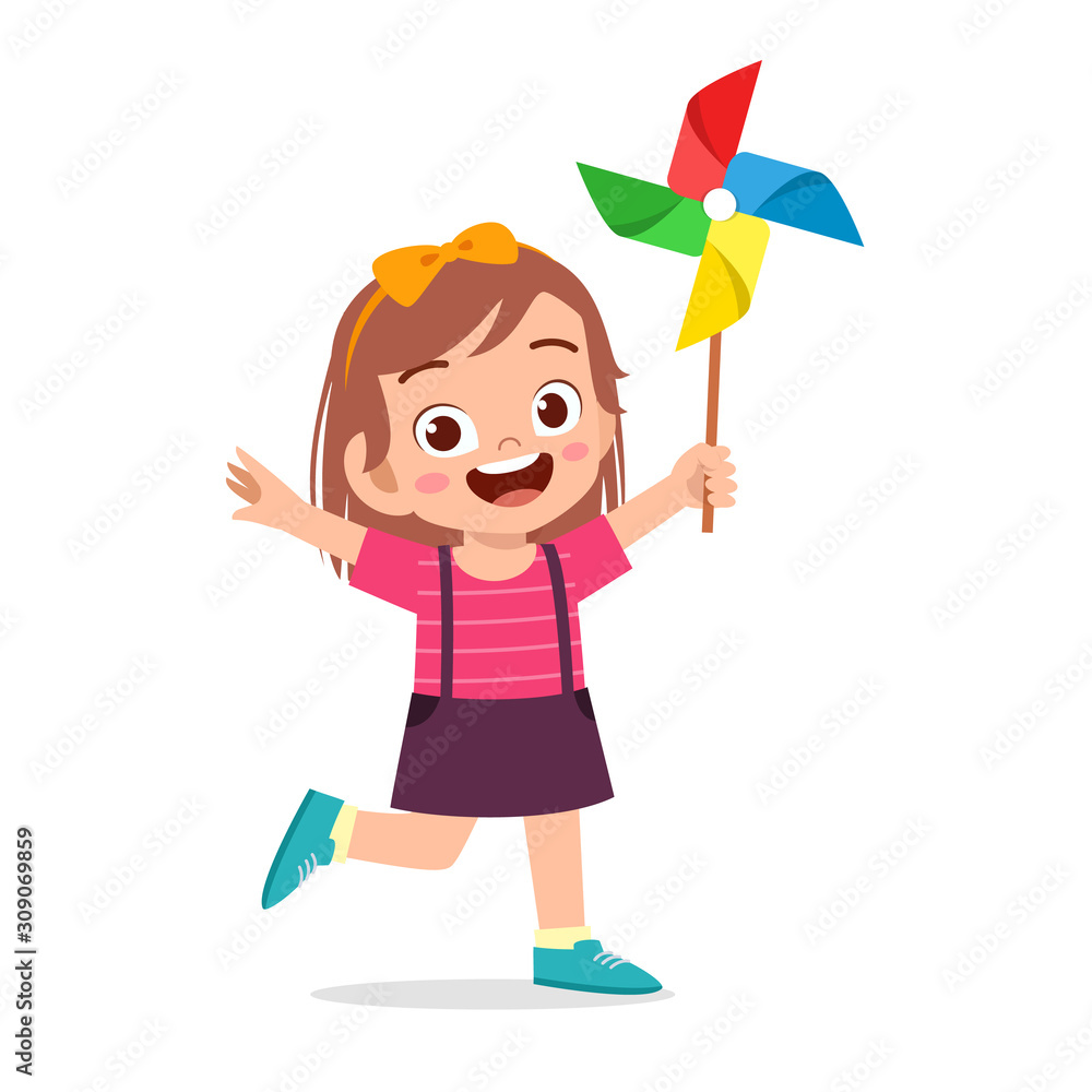 happy cute kid girl smile holding toy happy cute kid girl smile holding toy