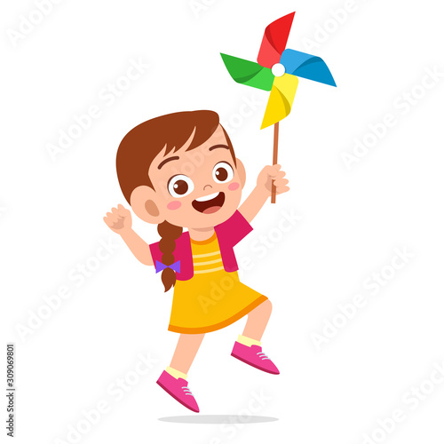 happy cute kid girl smile holding toy