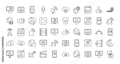 bundle of streaming set icons