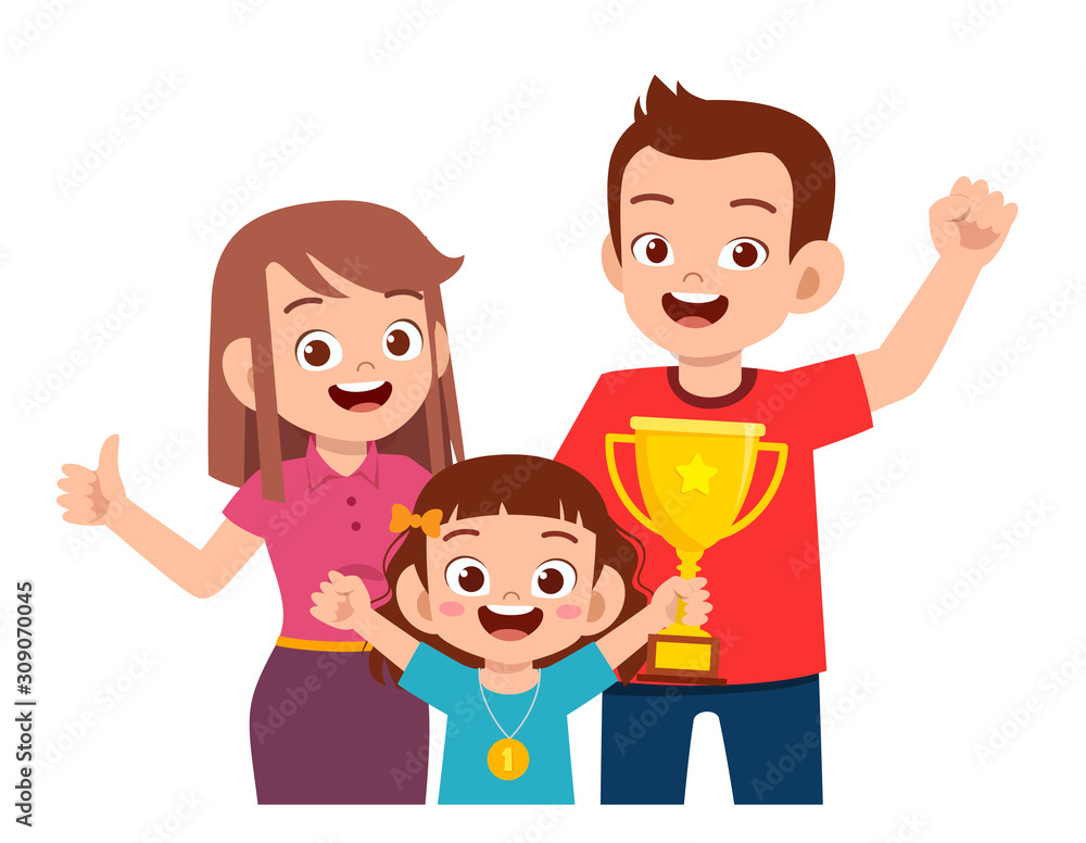 happy cute kid girl become first winner happy cute kid girl become first winner