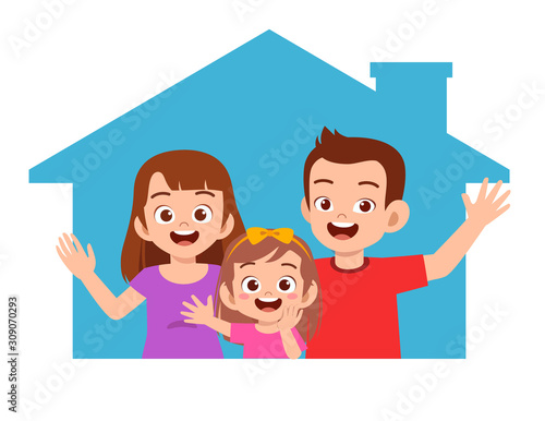 happy cute kid girl with parent together