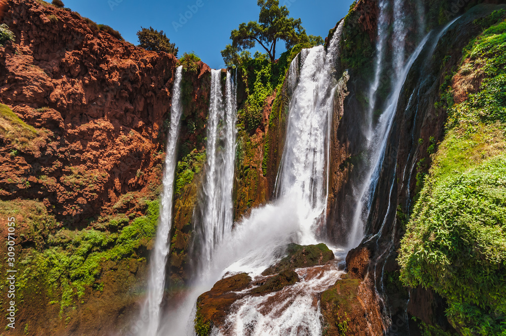 In the heart of Ouzoud waterfalls in the Atlas Mountains in Morocco