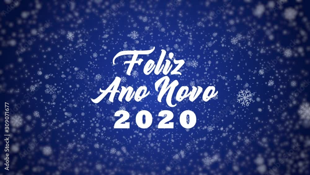 Portuguese family postcard snow animation with text Feliz Ano Novo 2020. Translation: Happy New Year 2020. Portuguese family postcard snow animation with text Feliz Ano Novo 2020. Translation: Happy New Year 2020.