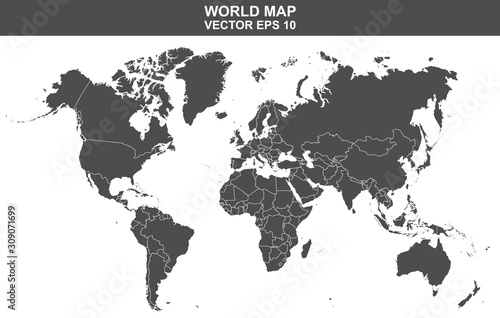 World map on white background