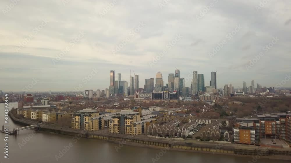 Beautiful panorama of London and skyline. UK. Aerial panning Beautiful panorama of London and skyline. UK. Aerial panning