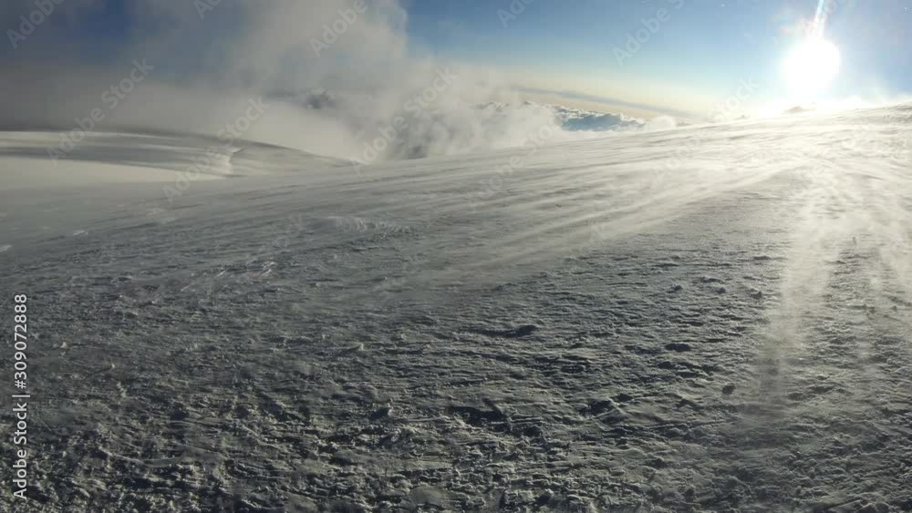 Men are climbing to the top of the mountain. Mount Blanc Mountain. Alps Men are climbing to the top of the mountain. Mount Blanc Mountain. Alps