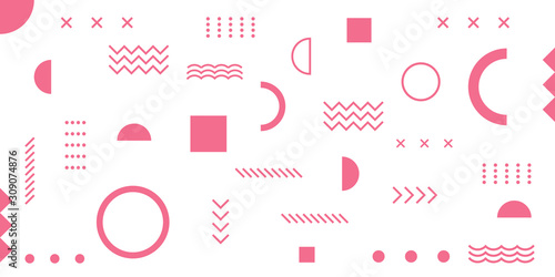 Memphis Simple Blue Abstract Circle Line Rectangle Box Arrow Cross Mountain River Pie Egypt Basic Shape Background For shirt