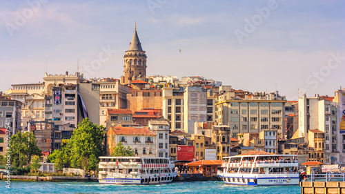 Summer city landscape - view of the district of Beyoglu and historical Galata (Karakoy) quarter, Istanbul, in Turkey photo