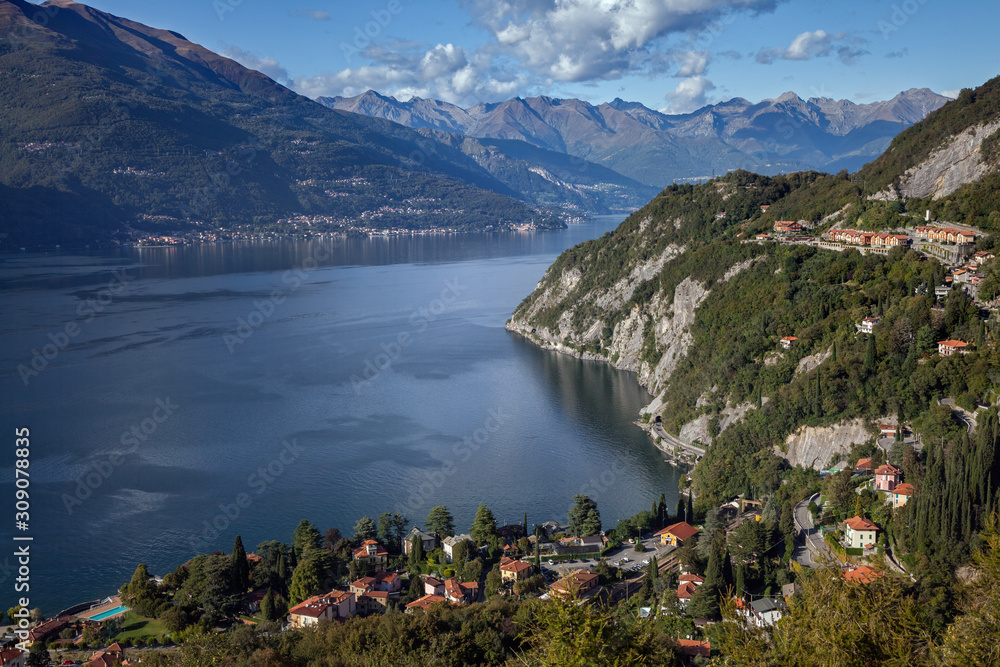 Coastline of lake Como in Italy