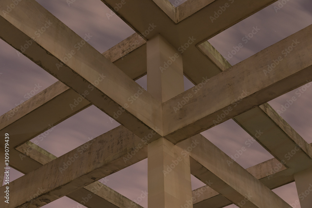 Outdoor cement pillar frame structure at night Outdoor cement pillar frame structure at night