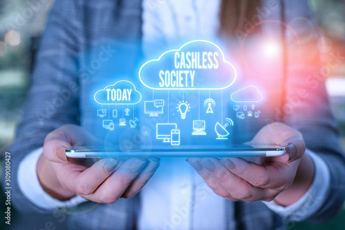 Canvas Print Handwriting text writing Cashless Society