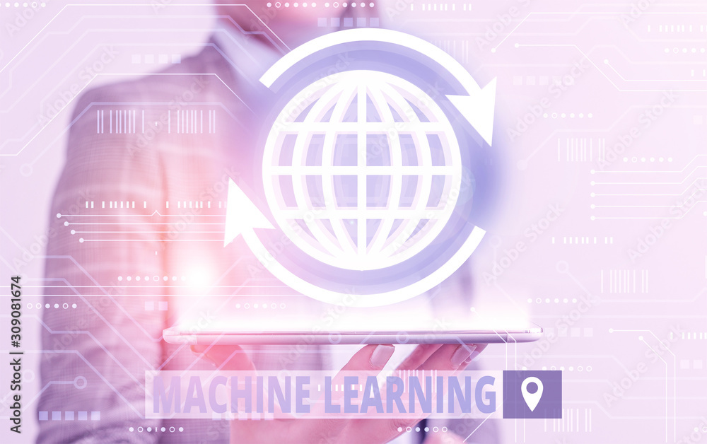 Obraz premium Conceptual hand writing showing Machine Learning. Concept meaning scientific study of algorithms and statistical models