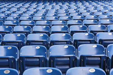 Rideaux Stade Empty blue stadium seats, empty bleachers  © BJF