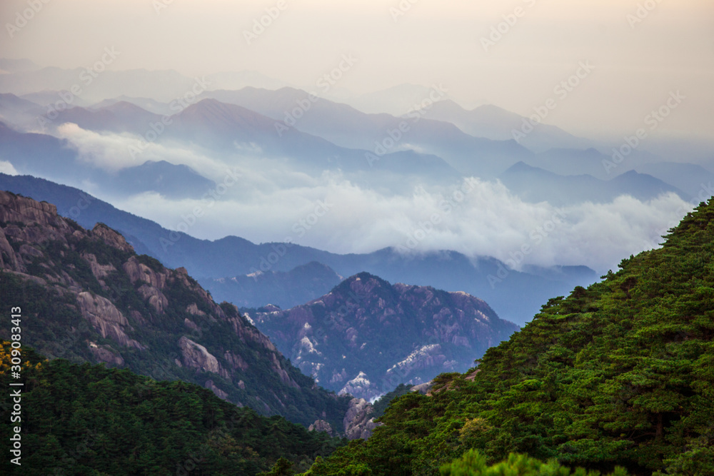Huangshan mountain, Sunrise, Anhui, China Huangshan mountain, Sunrise, Anhui, China