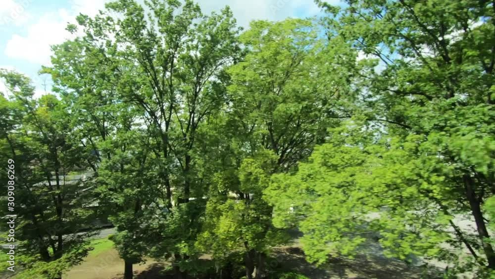 Japan Railway train window. Residential area and playground Japan Railway train window. Residential area and playground