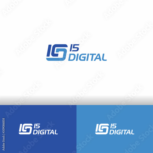 15 digital initials logo, letter 15d logo