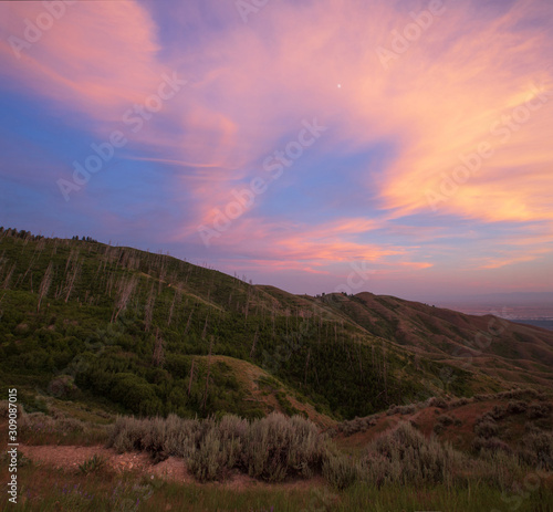 beautiful sunset up in the mountains