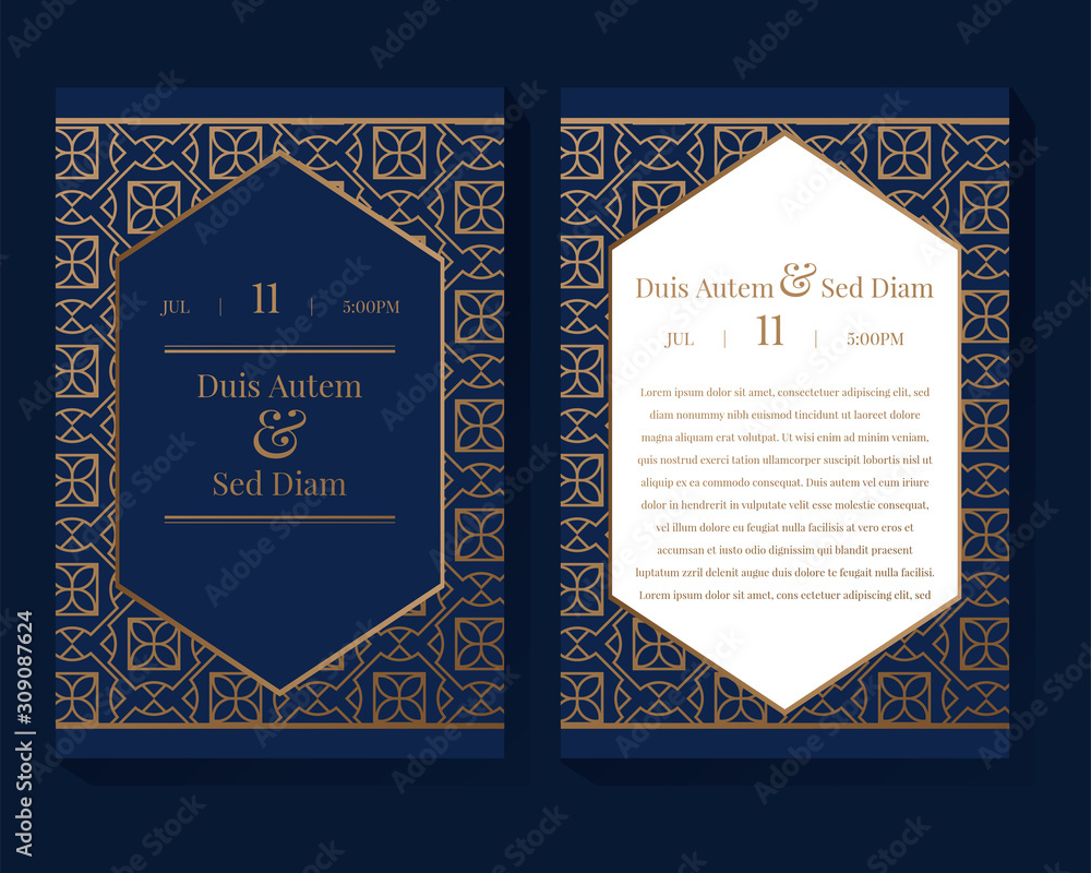 Blue and Gold Invitation Design Stock Vector Adobe Stock