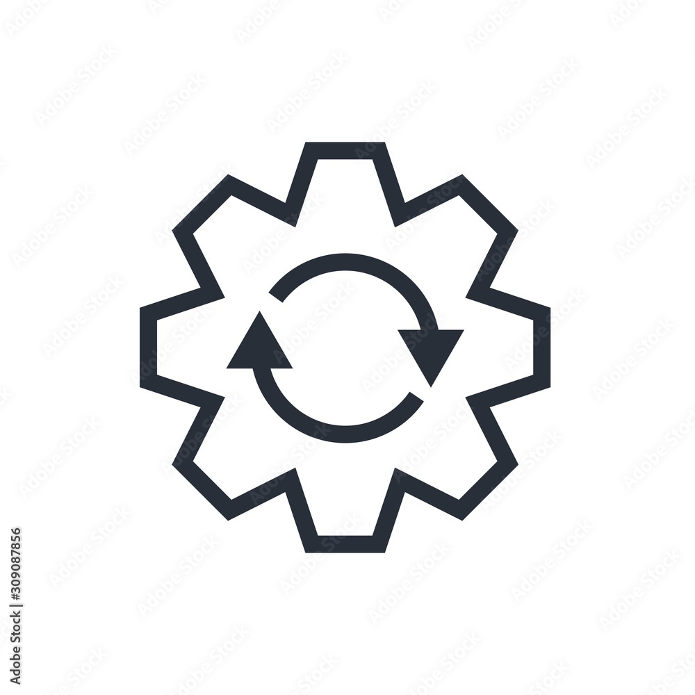 Gear. Process. Vector icon isolated on white background. Gear. Process. Vector icon isolated on white background.