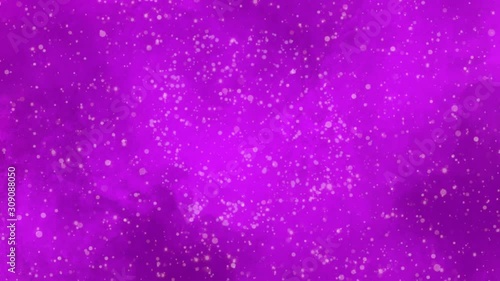 Abstract Christmas purple looped background with snow and fireworks