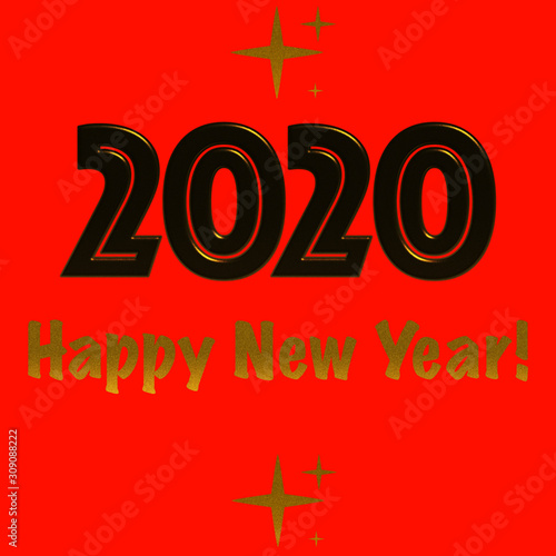Happy 2020 New Year wish on a lush lava background