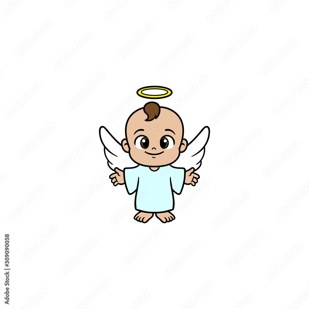 Cartoon Baby Angel Character Illustration Stock Vector | Adobe Stock