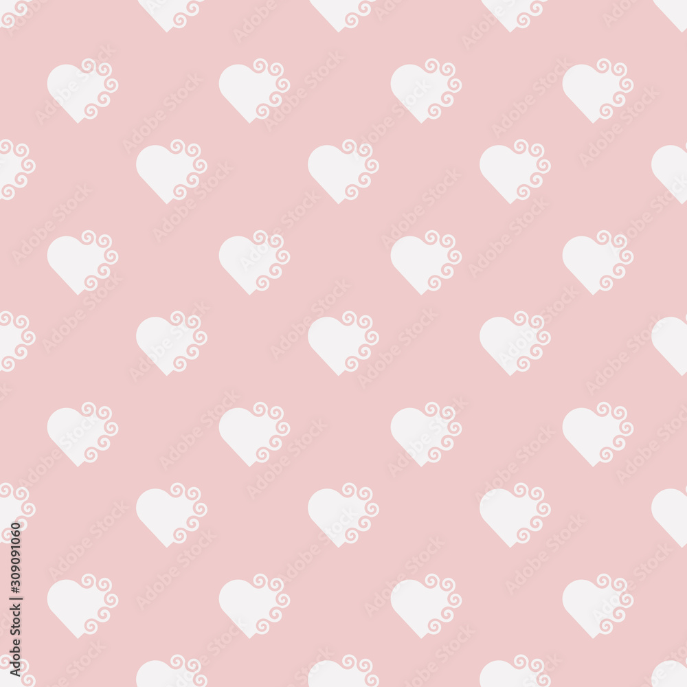 Seamless pattern with white hearts on pink background. Vector illustration. Seamless pattern with white hearts on pink background. Vector illustration.