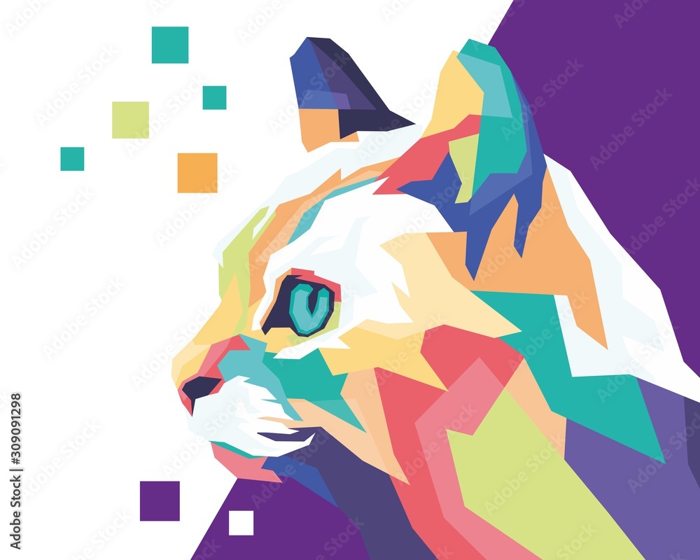 Fototapeta premium awesome Cats style in wpap pop art