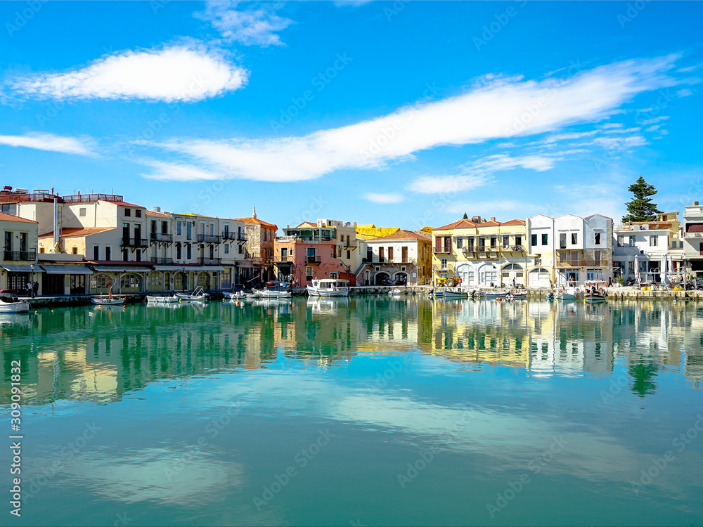 Panoramic view of the city of Rethymno, Crete, Greece