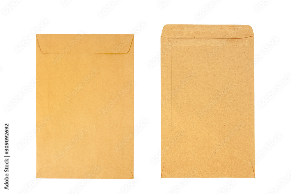 Brown envelopes on white background with clipping path Brown envelopes on white background with clipping path
