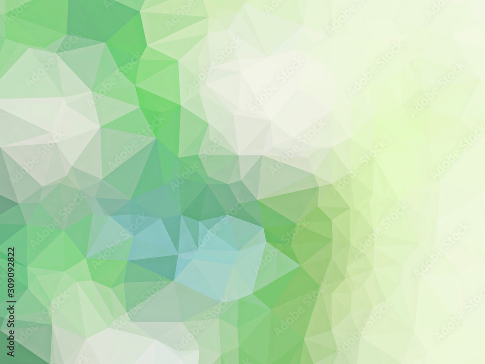 Beautiful light green polygonal mosaic background. Modern, Creative style. Copy space for any text design.