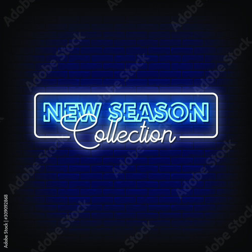 New Season Collection Neon Signs Style Text vector