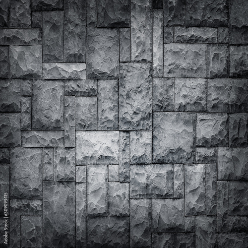 pattern of decorative black slate stone wall surface / black stone