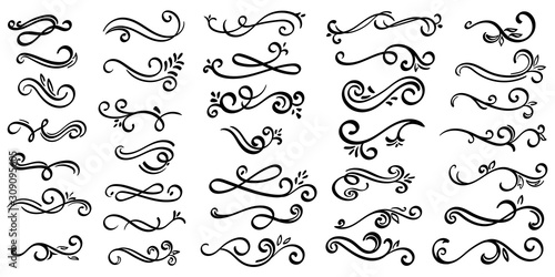 Invite Ornamental curls, swirls divider and filigree ornaments vector design collection for wedding invitation and calligraphy decoration.