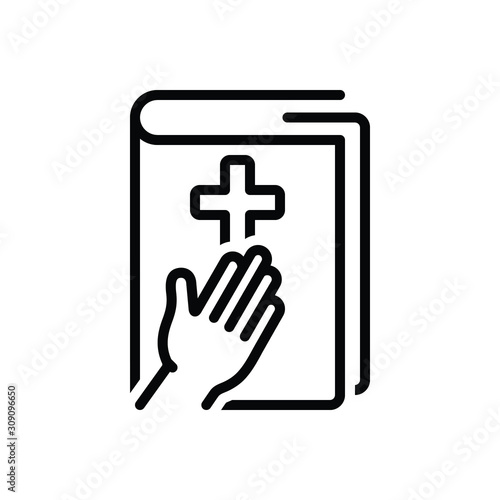 Black line icon for testimony 