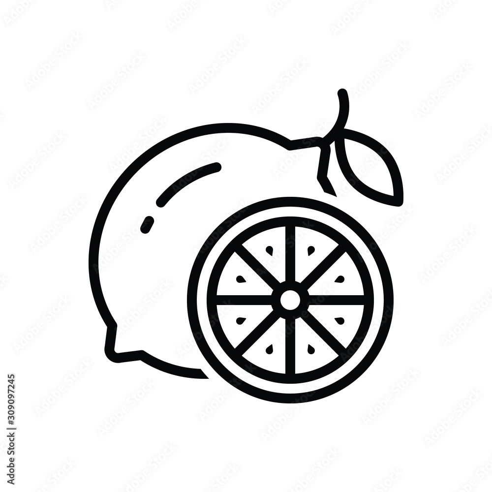 Black line icon for lemon