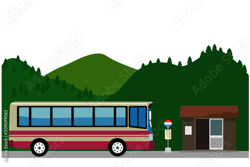 田舎のバスストップ